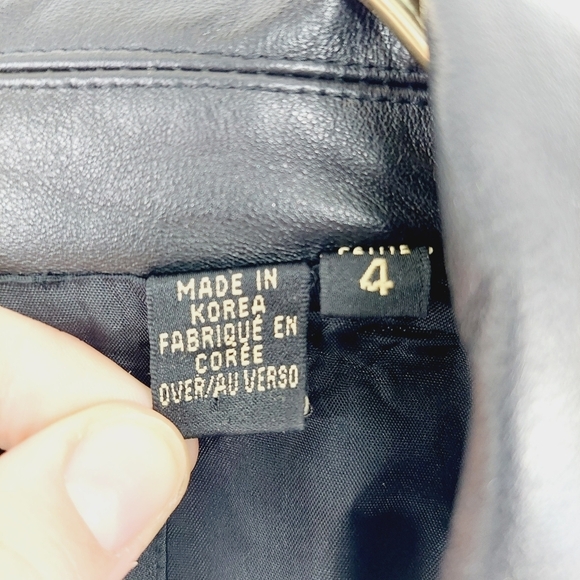 Dana Buchman Petite Black Grey Leather Collar Wool Blazer Jacket P5063 - Picture 5 of 8